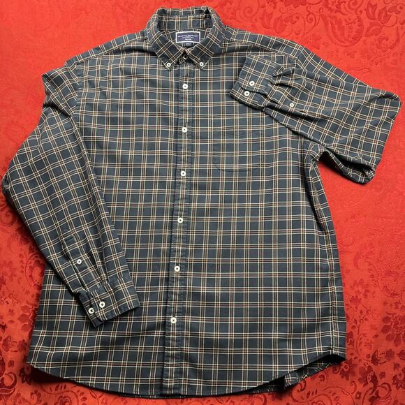 Charles Tyrwhitt Flannel Shirt Mens XXL Blue Plaid Classic Fit Non Iron Button - Picture 2 of 10